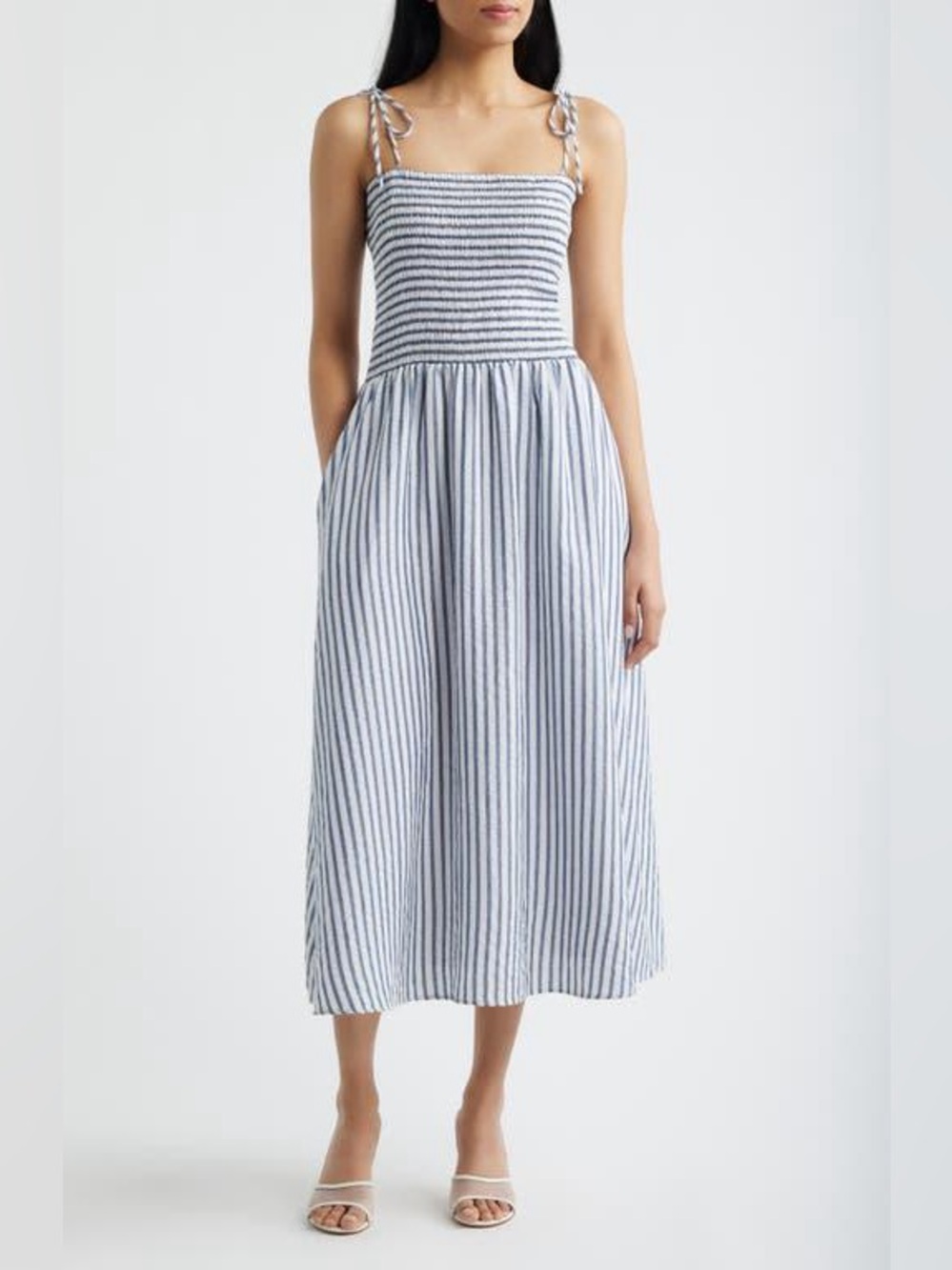 Julia Jordan Tie Shoulder Smocked Midi Dress